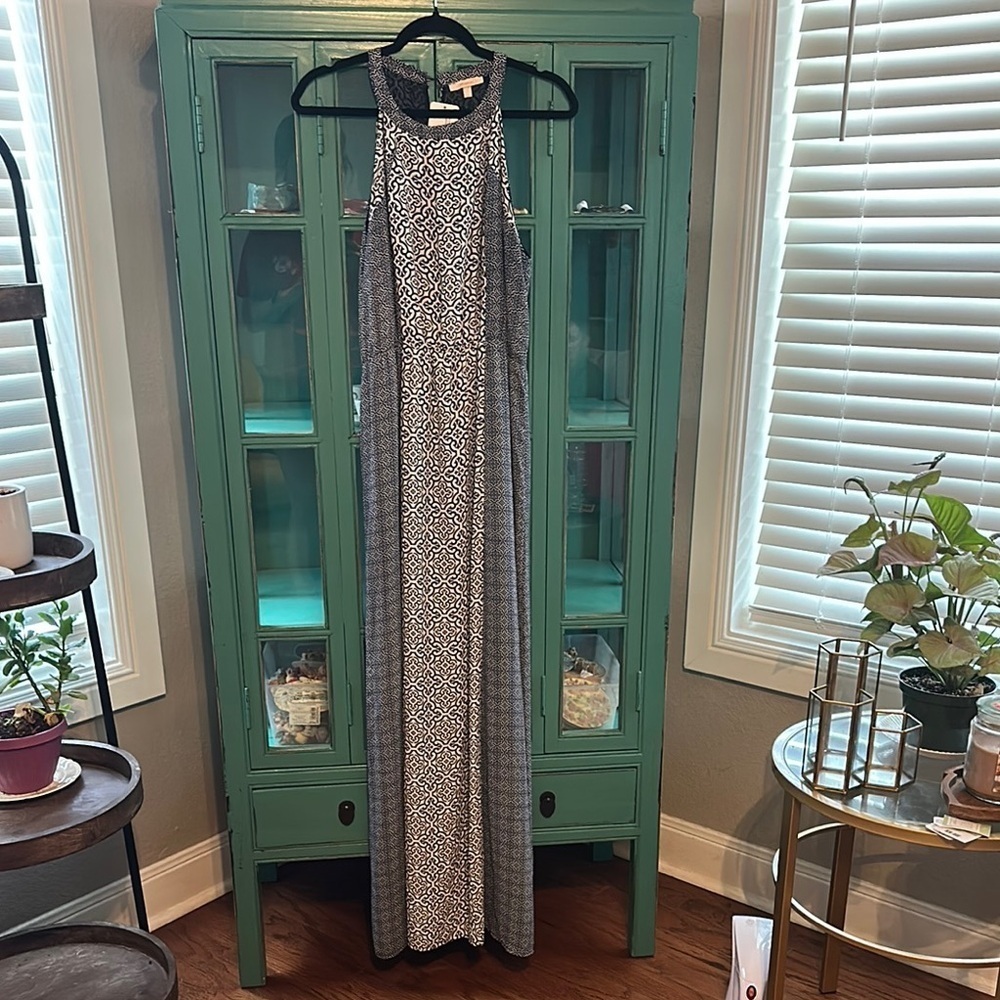 Skies Are Blue Navy and White Patterned Dress